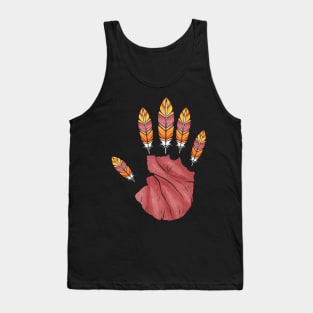 High Five Hand With Turkey Feather Fingers Thanksgiving Tank Top